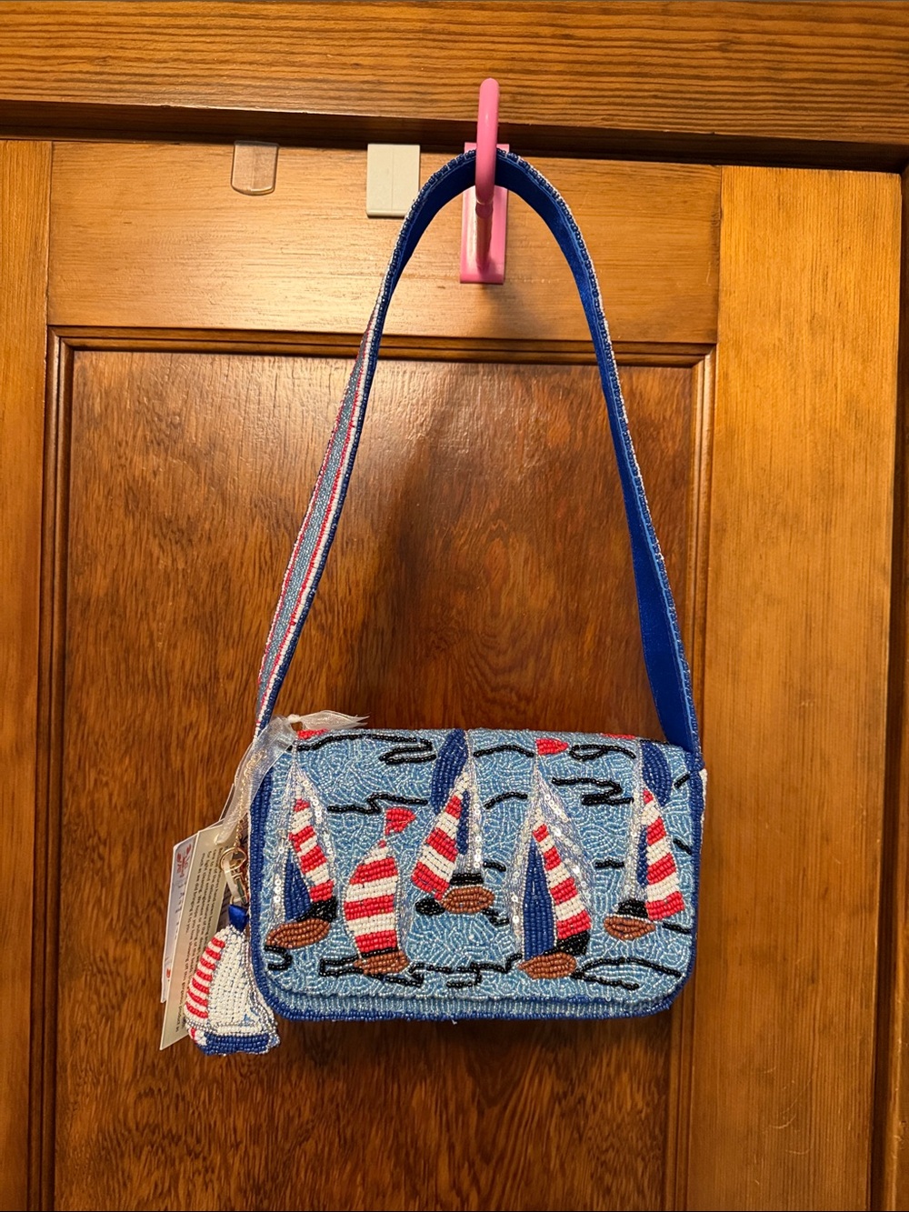 Beaded Sailboat Bag - Blue